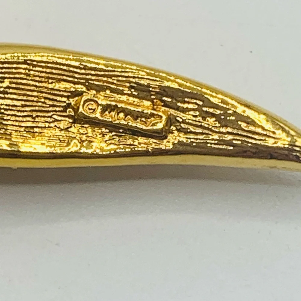 Vintage Monet Gold Rhinestone Swirl Brooch Pin Abstract